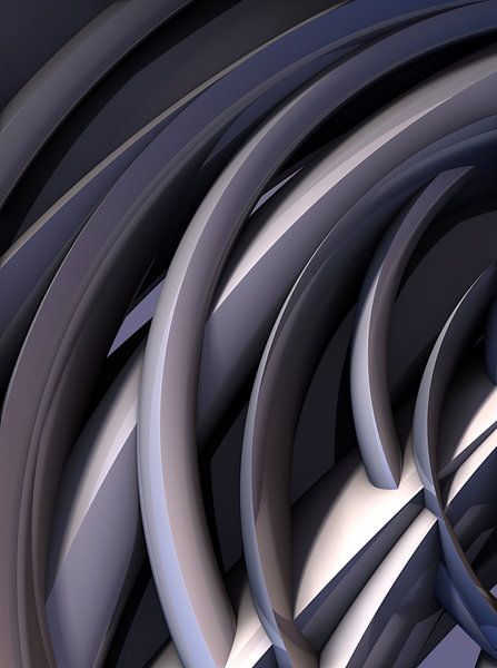 3D render abstract illustratie van halve cirkels van W J Kok
