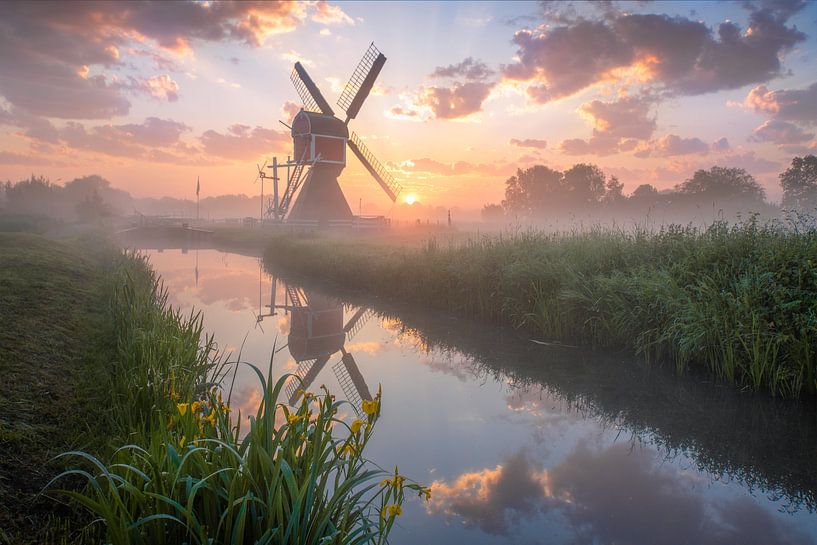 Painted sky with golden clouds van Roelie Steinmann