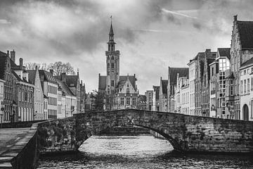 Die Königsbrücke, Brügge in Schwarz und Weiß von Daan Duvillier | Dsquared Photography