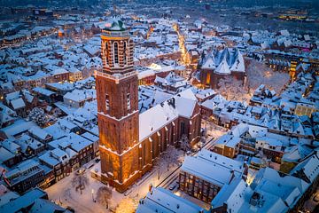 Zwolle Peperbus church tower during a cold winter sunset by Sjoerd van der Wal Photography