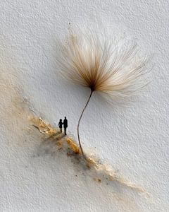 Minimalistische Löwenzahnsamen-Wandkunst, skandinavisch inspirierter Druck, moderne Galerie-Wanddekoration, sentimentale Schattenkunst, Creme- und Goldakzent