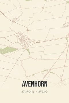 Vintage map of Avenhorn (North Holland) by Rezona