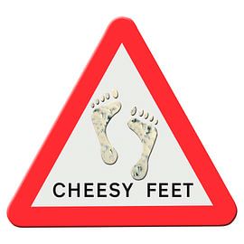 Cheesy feet Warning sign.