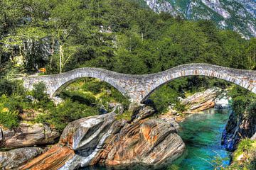 Ponte dei Salti Lavertezzo by Dieter Fischer
