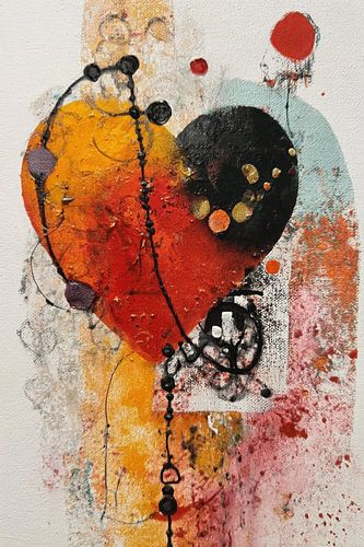 Abstract Painting - Heart in Red Black: Powerful and Expressive