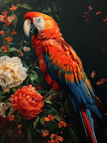 Flora and Fauna Symphony - The Macaw in Bloom