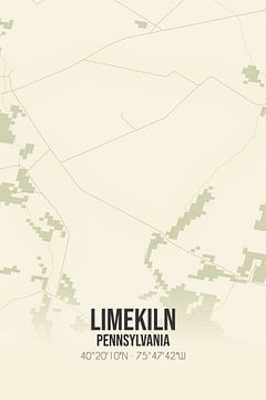 Alte Karte von Limekiln (Pennsylvania), USA. von Rezona