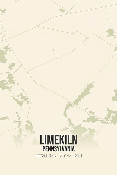 Vintage map of Limekiln (Pennsylvania), USA. by Prints of Place