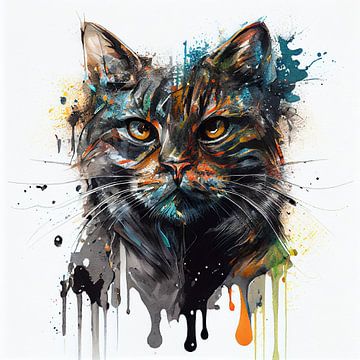 Watercolor Cat #1 by Chromatic Fusion Studio
