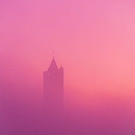 Le clocher de l'église dans le brouillard sur Arjan Almekinders