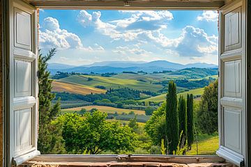 aus dem Fenster schauen und eine schöne Landschaft sehen von Egon Zitter