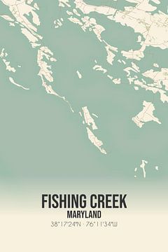 Carte ancienne de Fishing Creek (Maryland), USA. sur Rezona