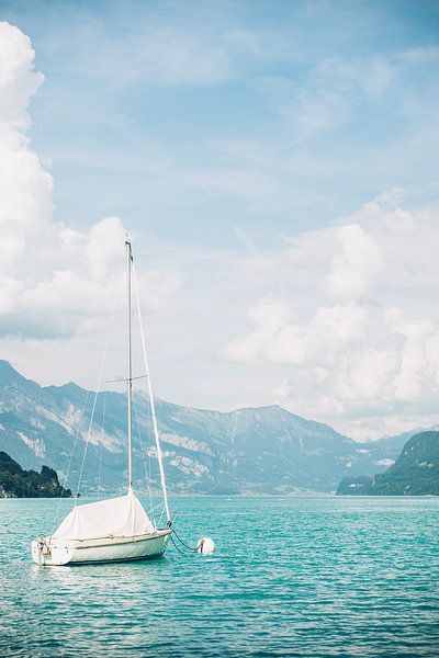 Sailboat on Blue Lake by Patrycja Polechonska