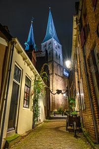 Deventer, vue de la rue en soirée avec décorations de Noël sur Sjoerd van der Wal Photographie