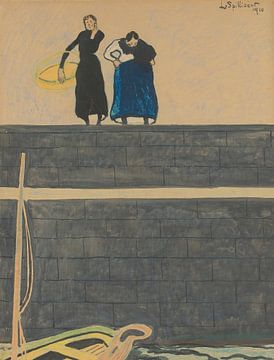 Léon Spilliaert - Les femmes des pêcheurs sur les quais (1910) sur Peter Balan