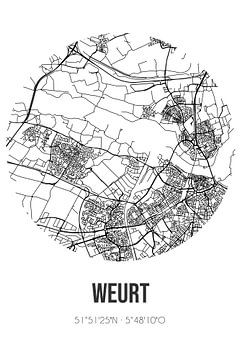Weurt (Gelderland) | Landkaart | Zwart-wit van Rezona