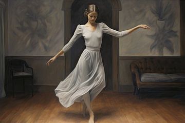 Tänzerin | Beige von ARTEO Gemälde