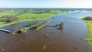 Vecht river high water level flooding at the Vechterweerd weir