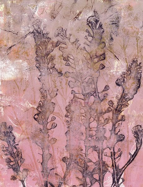 Natuurlijke botanische schoonheid. Planten in roze, oker en taupe. van Dina Dankers