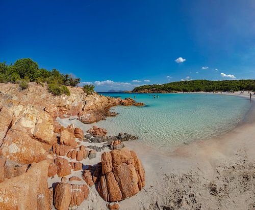 Bay and rocky shore with Poltu Di Li Cogghj beach, Prince Karim Aga Khan's favourite beach, Romazzin