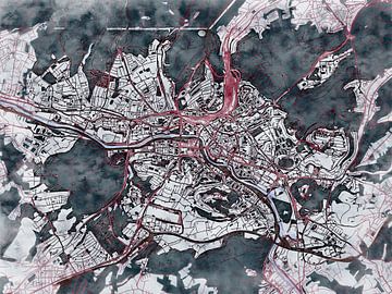 Kaart van Saarbrücken in de stijl 'White Winter' van Maporia