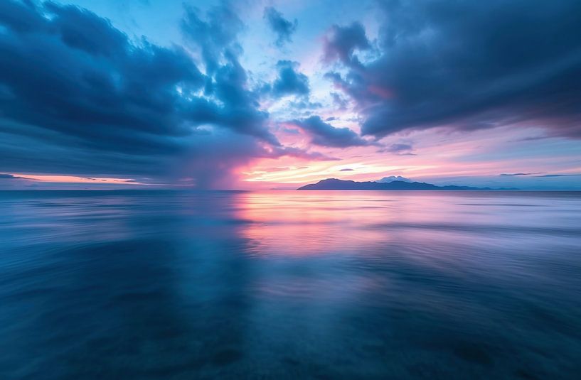 Zonsondergang op de Atlantische Oceaan van fernlichtsicht