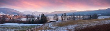 sunset scenery Gmund am Tegernsee, lake and mountain view with d by SusaZoom