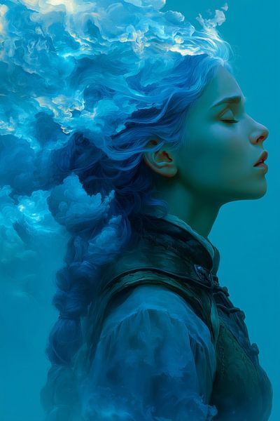 Blaue Metamorphose - Frau verschmilzt mit dem Meer von MArt