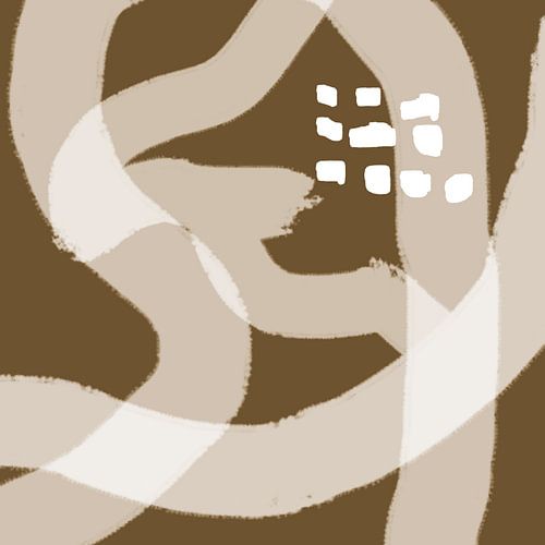 Abstracte organische lijnen en vormen in goud en bruin nr. 1_6