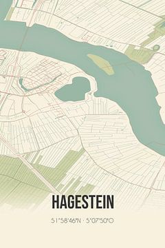 Vintage map of Hagestein (Utrecht) by Rezona