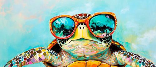 Coole schildpad met zonnebril