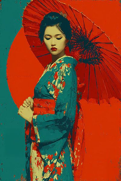 picturesque japanese art Geisha woman by Egon Zitter
