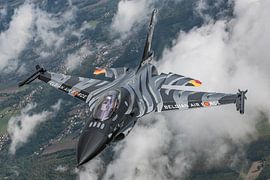 The beautiful Dark Falcon F-16 of the Belgian Air Force photographed air-to-air in the Belgian airsp by Jaap van den Berg