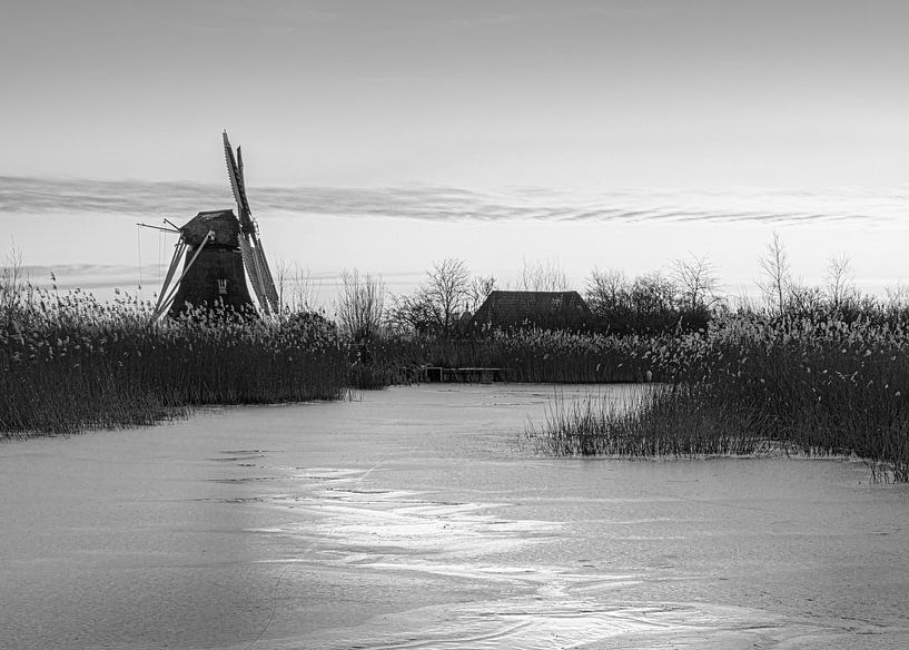 Noordermolen in zwart wit van Marga Vroom