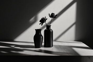 Scène de nature morte en noir et blanc sur De Muurdecoratie