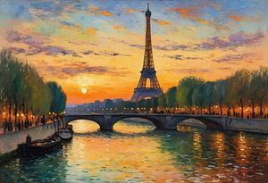 Tour Eiffel depuis le paysage de la Seine