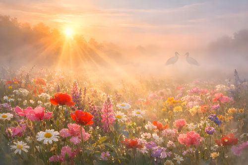 Zonsopgang boven de zomerweide