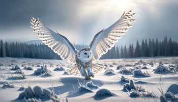 Schneejagd: Schnee-Eule im majestätischen Flug