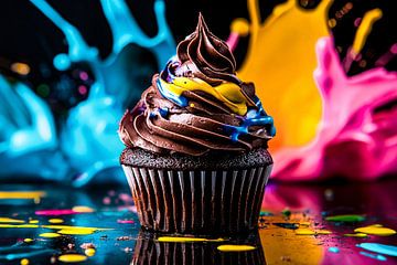 Chocolade cupcake en kleurspatten van Imperial Art House