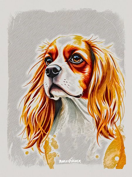 Cavalier Koning Charles Spaniël van The Art of Mark Fischer