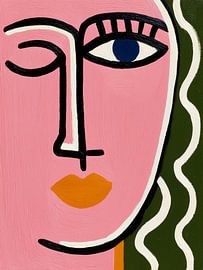 Ein verträumtes Gesicht in rosa Linien von Color Square