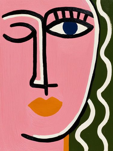 Dromerig gezicht in roze lijnen