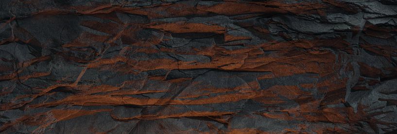 Rock wall is lit by campfire by Besa Art