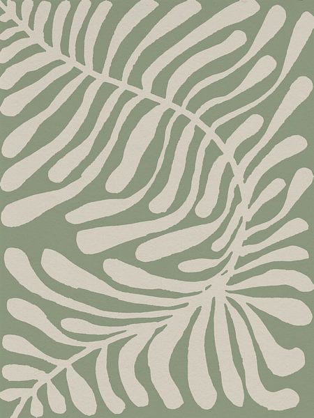 Abstract minimalist botanical. Big leaf in white and sage. by Dina Dankers