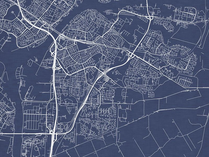 Map of Dordrecht in Royal Blue by De Kaartenwinkel