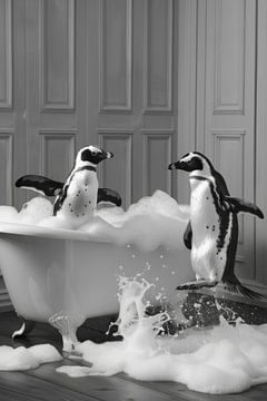 Penguin in the bathtub - An enchanting piece of bathroom art for your toilet by Felix Brönnimann