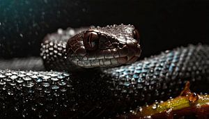 Serpent sous la pluie avec gouttes de pluie sur Mustafa Kurnaz