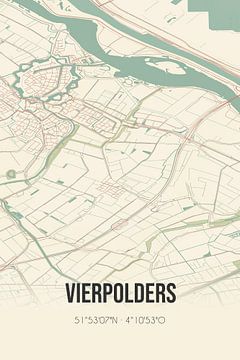 Vintage landkaart van Vierpolders (Zuid-Holland) van Rezona