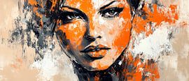 Kunstvolle Porträt mit orangefarbenen Akzenten von Poster Art Shop