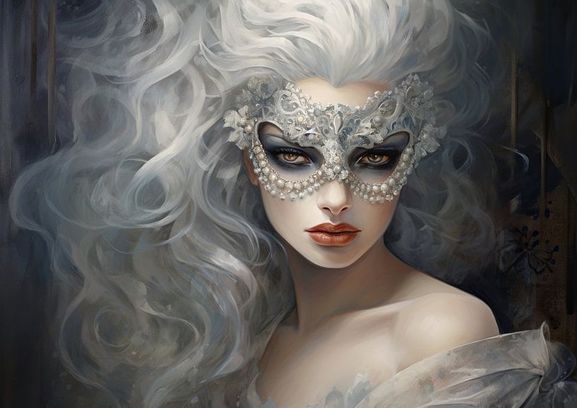 Beauté secrète | Portrait masqué par Peintures accrocheuses